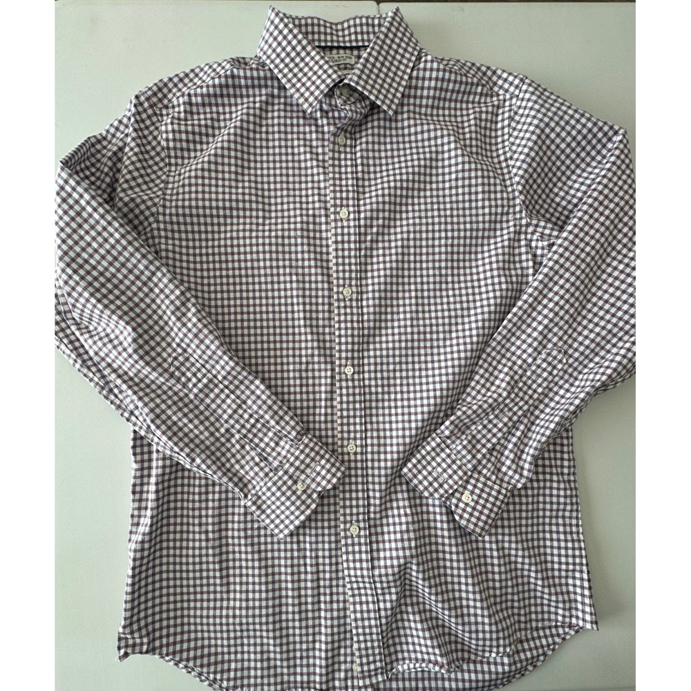 Jos. A. Bank 1905 Tailored Fit Non-Iron Stretch Shirt 16-34 Burgundy Gingham